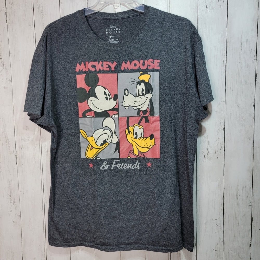 Disney Mickey Mouse & Friends Unisex Grey Crew Neck T-Shirt Size XL Cotton Blend